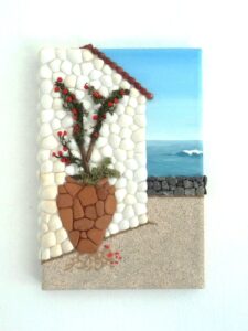 Seashell & Mosaic Collage Painting - 20x30cms