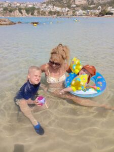 At the beach in Almyrida