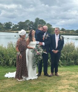 Group photo - Hannah & Matt with their son Jacob and with Karen & Mike