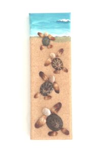 Seashell Mosaic Collage of Baby Turtles race to the sea - 10 x 30cms Still my most popular design! 