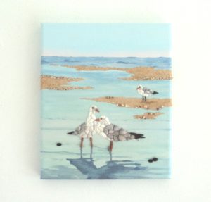Painting with Seagulls in Seashell Mosaic - 25 x 30cms