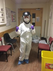 Emma - covered from head to toe in PPE.