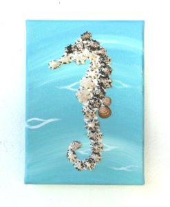 A favourite this August - Seahorse in Seashell Mosaic Painting - 13 x 18cms