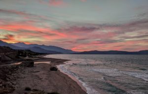 Debbie took this stunning photo of the sunset as we were leaving this last beach on the way back from Bali. Right at the far end of Georgioupoli.