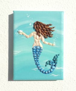 Sold last week in Almyrida - New design for this year - Little Mermaid Seashell Mosaic Painting 