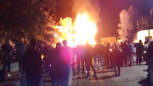 The big bonfire in Plaka square, Greek Orthodox Easter Saturday