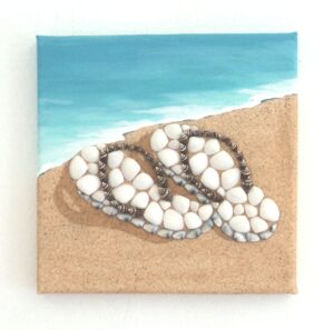 Seashell Mosaic Collage Painting - 20 x 20cms