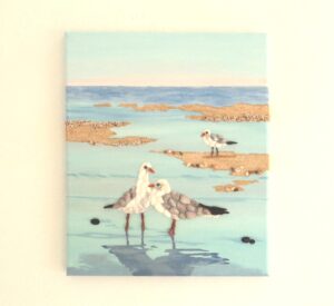Seagulls In Seashell Mosaic Collage Painting - sold yesterday from my beach stall