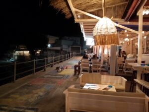 The quiet taverna in Matala where we had dinner.