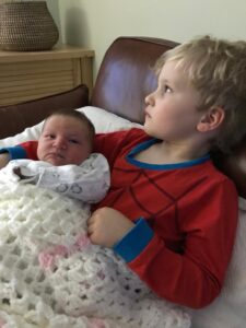 Newborn Ava with her big brother Arthur