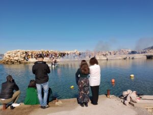 At the small port in Almyrida - Greeks celebrating the Epiphany