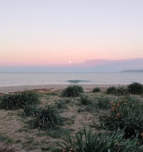 The beautiful pastel colours of dusk on Kalyves beach 