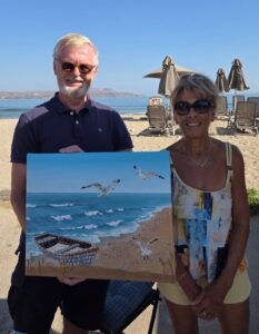With a customer who bought one of my larger pieces