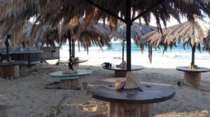 The shack on the far beach at Stavros